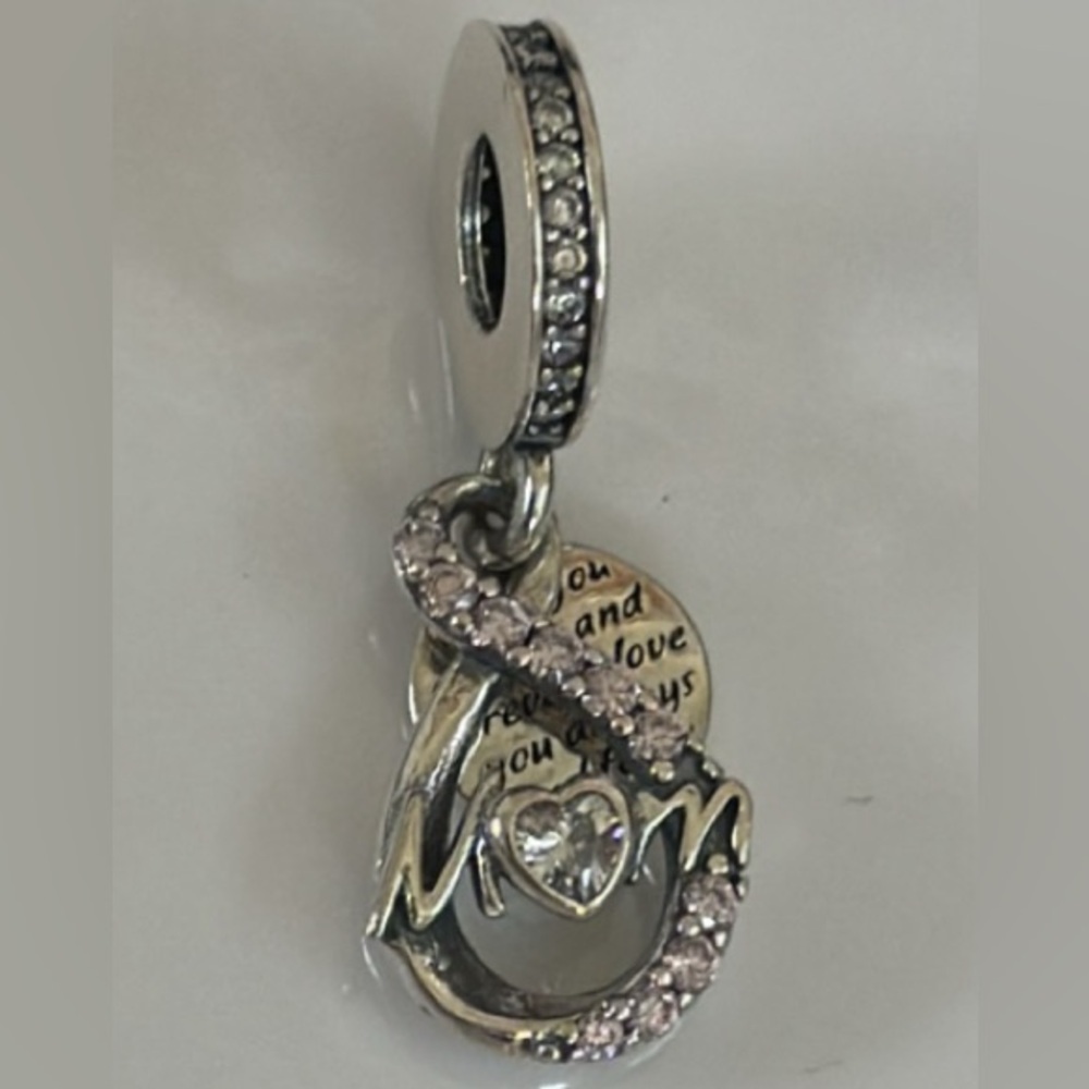Pandora Mom sentiment quote rhinestones charm